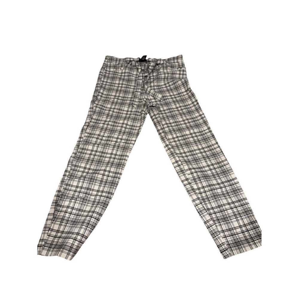 SOHO Apparel Ltd Black White Plaid Pull On Pants with Tie Belt Size L